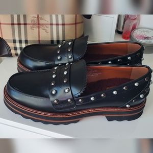 COACH LENOX STUDDED BLACK LOAFERS